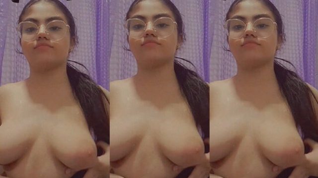 Glasses Sexy Girl Playing With Boobies
