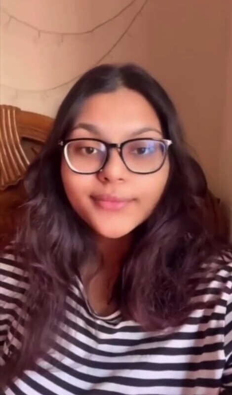 Beautiful Glasses Girl Playing with her Huge Boobs