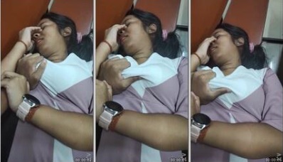 College Girl Pressing her Boobs in Uniform