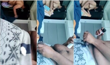 Horny Husband Making his Dick Ready for Fucking her Wife