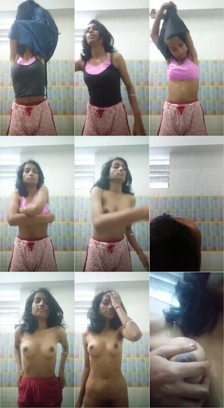 Beautiful Slim Gf Removing Dress Showing Nude Body In Bathroom