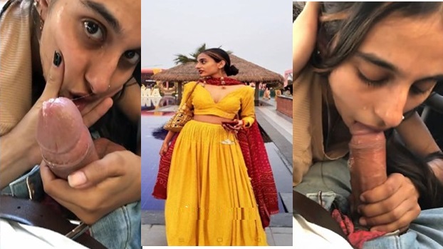 Extremely Sexy Slim Indian Girl Pressing her Boobs Giving Sloppy Blowjob to Boyfriend in Car Don’t Miss