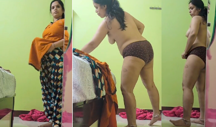 Indian Hot Milf Dress Changing Screctly Captured By Nephew