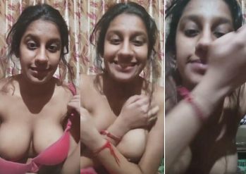 Beautiful Indian Babe Teasing Showing & Pressing Boobs