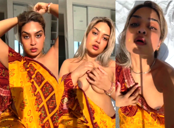 Beautiful Colored Hair Babe Showing Boobs