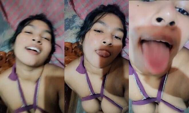 Horny Bengali Girl Pressing Boobs Masturbation Pussy with Torch Nude