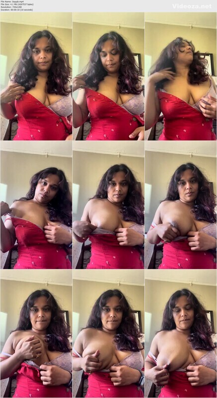 Horny Desi Babe Showing Pressing Her Big Boobs