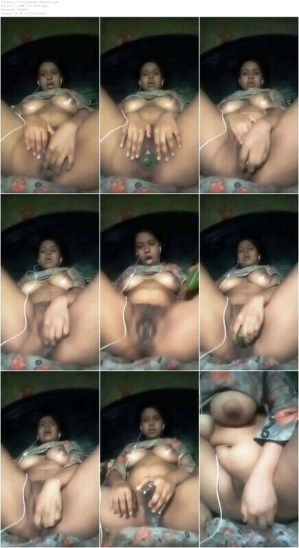 Village Horny Babe Masturbating By Cucumber & Bottle With Moaning