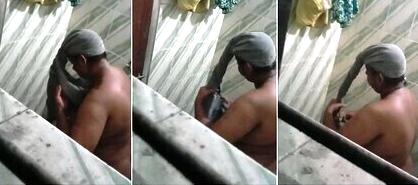 Aunty Bathing Secretly Recorded By Nephew Almost Caught