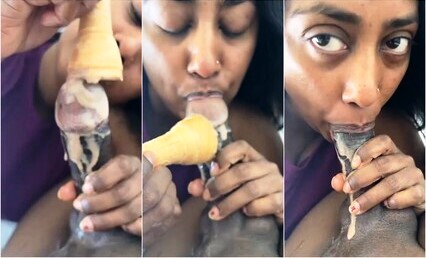Beautiful Girl Applying Icecream On Dick Giving Blowjob Like A Pro