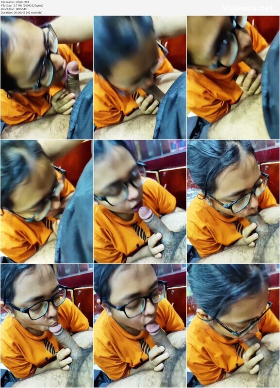 Horny Glasses Babe Giving Blowjob