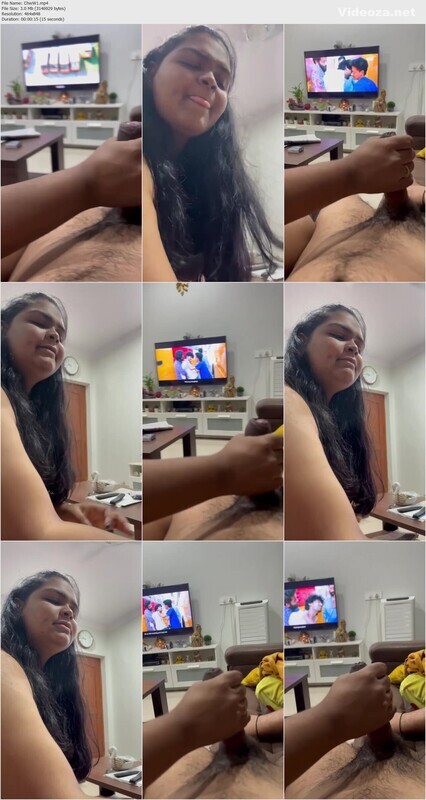 Chubby Girlfriend Giving Handjob to Boyfriend And Saying ” I’m Masturbating”