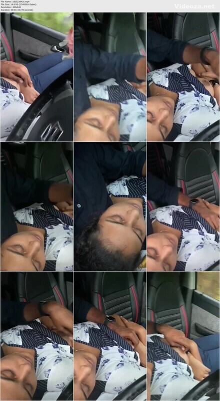 Cute Girl Boobs Pressed By Boyfriend Inside Running Car