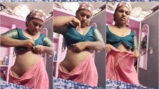 Beautiful Tamil Wife Captured by Husband When She Wearing Clothes After Bath