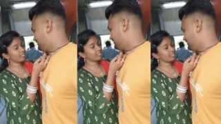 Horny Couple Pressing Boobs Blowjob Inside Train Fucking At Home