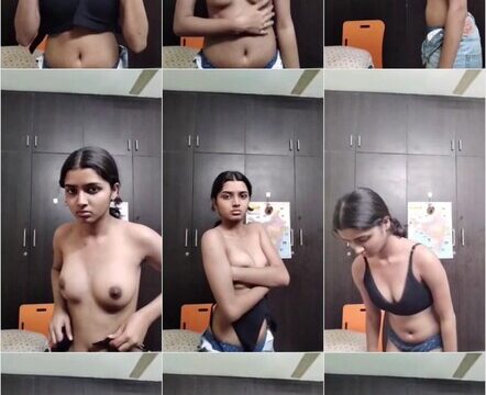 BEAUTIFUL CUTE YOUNG BANGLORE GF KISSING IN RICKSHAW & SHOWING PERKY BOOBS AT HOME