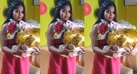 Beautiful Indian Girl Getting Fully Drunk After her Birthday Party Celebration and Enjoying in Hotel