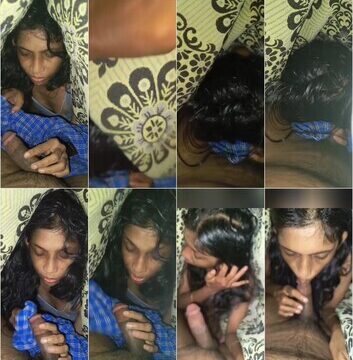Homely Indian Wife Giving Blowjob Under Blanket Riding On Husband Dick