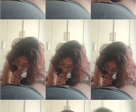 Glasses Horny Girl Sucking Boyfriend Dick