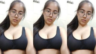 Glasses Horny Indian Babe Licking Boobs Armpit Masturbating