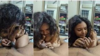 Curly Hair Shy Girl Playing With Boyfriend Dick