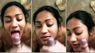 Horny Indian Babe Giving Blowjob Taking Cum On Face & Mouth
