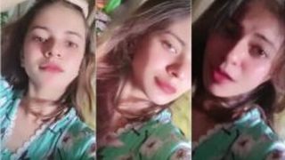 Cute Bengali Girlfriend Pressing Her Boobs