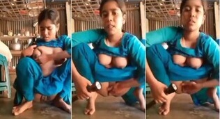 Village Girl Fingering Masturbating With Torch