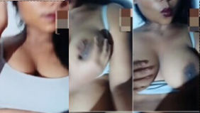 Beautiful dusky girl showing her boobs & hairy juicy pussy in video calling to boyfriend leaked video clip