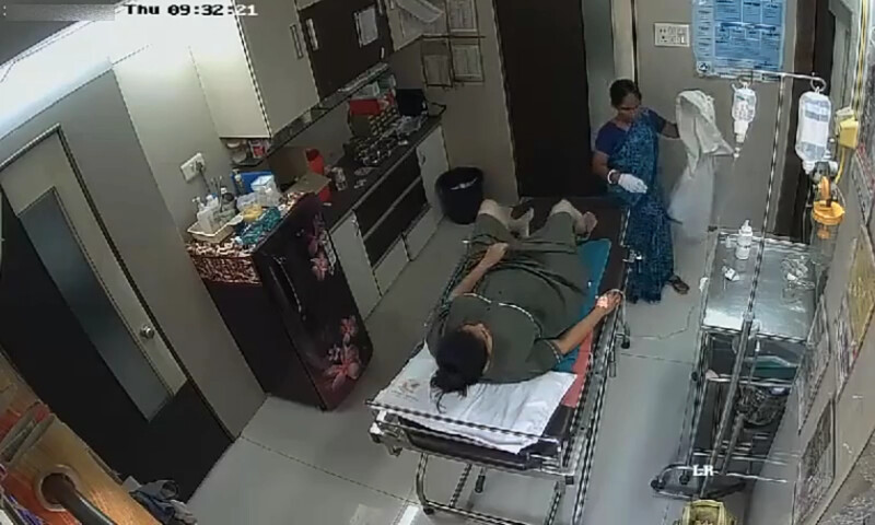 Desi Bhabhi In Small Clinic House-Keeper Shaving Her Pussy Captured In CCTV Cam