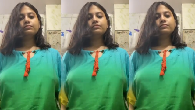 Beautiful Busty Bengali Horny Babe Squeezing Juicy Boobs For Lover
